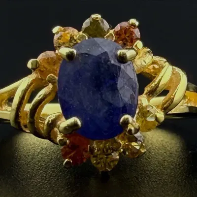 Sapphire Gold Vermeil Sterling Silver Ring 