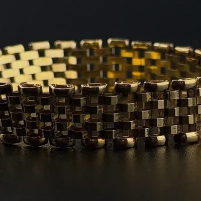 Italian Gold Vermeil Sterling Silver Mesh Bracelet 