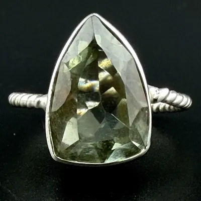 Green Amethyst Sterling Silver Ring 