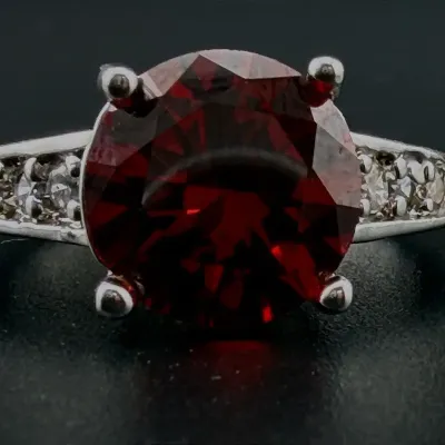 Red Stone Sterling Silver Ring 