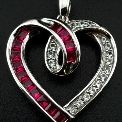 Pink Sapphire Heart Sterling Silver Pendant 