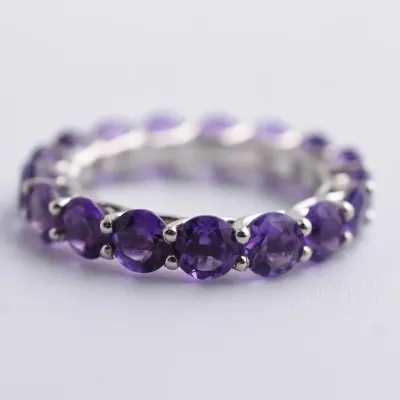Amethyst Sterling Silver Band Ring