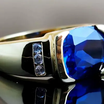 Sapphire Gold Vermeil Sterling Silver Ring 