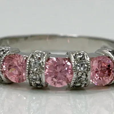 Pink Stone Sterling Silver Ring 