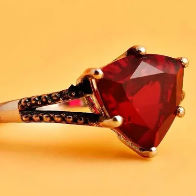 Red Spinel Trillion Sterling Silver Ring 