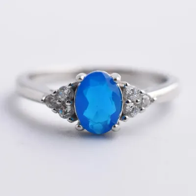 Blue Opal Sterling Silver Ring 