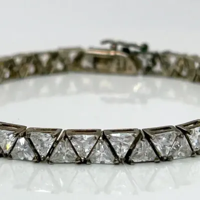 Trillion Cut Sterling Silver Tennis Bracelet