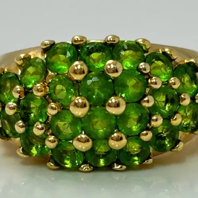 Green Stone Gold Vermeil Sterling Silver Statement Ring