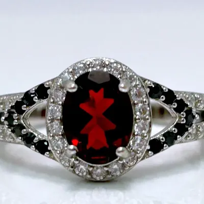 Garnet Sterling Silver Ring