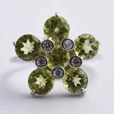 Peridot Sterling Silver Floral Ring