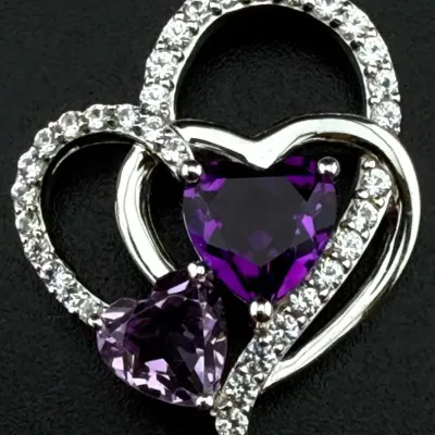 Amethyst Sterling Silver Heart Pendant 