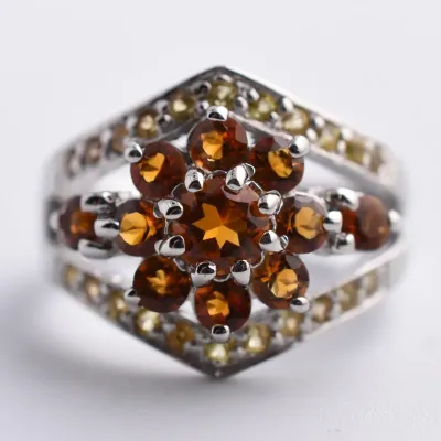 Citrine & Sapphire Sterling Silver Ring