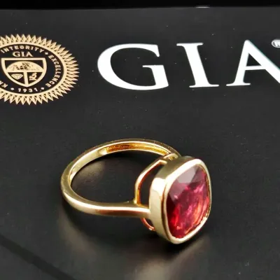 GIA 4.94ct Tourmaline 14k Gold Statement Ring 