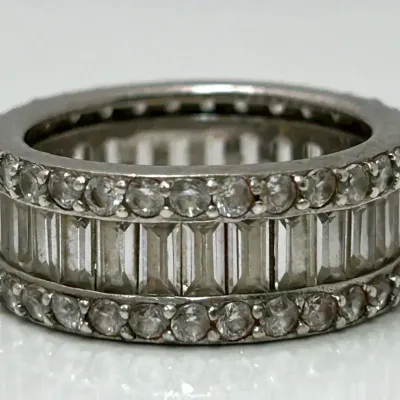 Baguette Sterling Silver Eternity Band