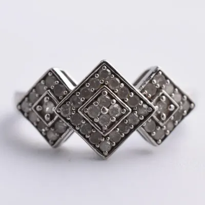 Natural Diamond Sterling Silver Pavé Ring