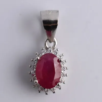 Madagascar Ruby Sterling Silver Halo Ring