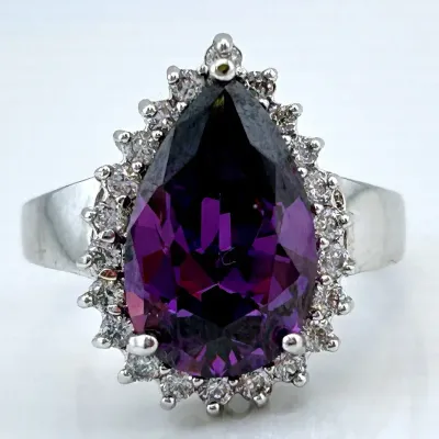 Purple Stone Stainless Steel Ring