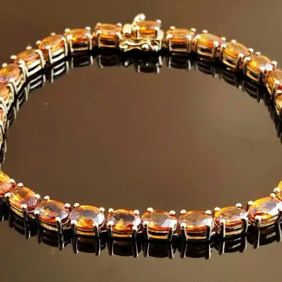 9.6ctw Maderia Citrine Gold Vermeil Sterling Silver Tennis Bracelet 