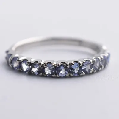 Tanzanite Sterling Silver Line Ring