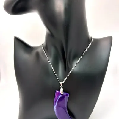 Purple Agate Stainless Steel Necklace