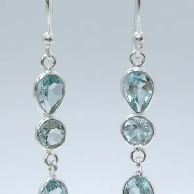 Sky Blue Topaz Sterling Silver Dangle Earrings