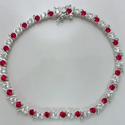 Ruby Sterling Silver Tennis Bracelet
