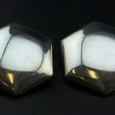Italian Sterling Silver Hexagonal Earrings  