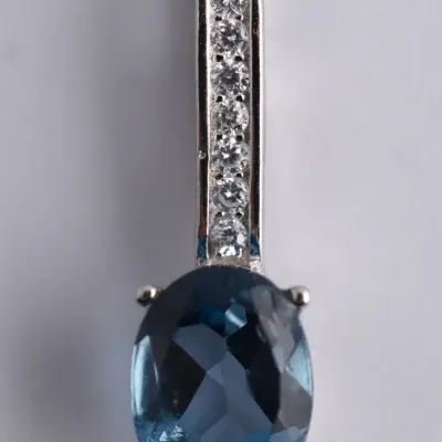 London Blue Topaz Sterling Silver Halo Pendant