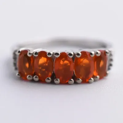 Orange Sterling Silver Line Ring