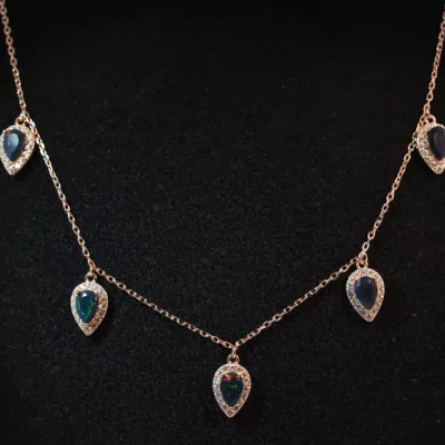 Black Opal Sterling Silver Necklace
