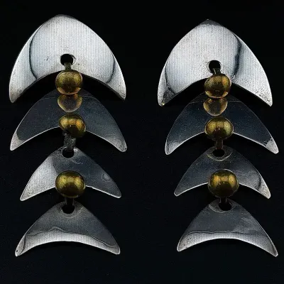 Articulated Sterling Silver Fish Earrings 