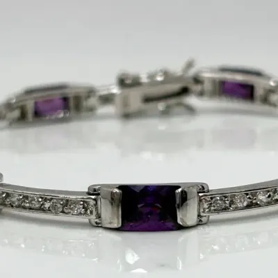 Purple Stone Sterling Silver Bracelet 