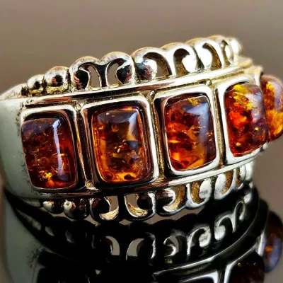 Amber Gold Vermeil Sterling Silver Ring 