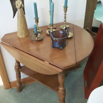 Sale Photo Thumbnail #33: Drop Leaf Triangular Table
