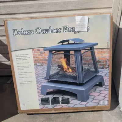 Wood-burning, Pagoda-style Enclosed Outdoor Fireplace In Original Unopened Target Box
