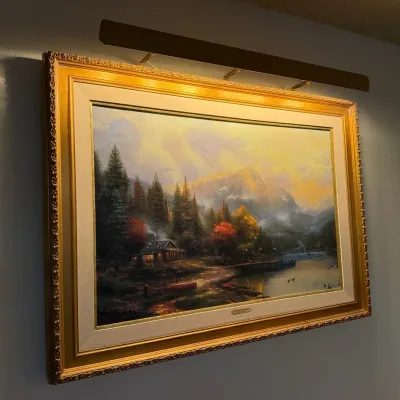 Thomas Kinkade The End Of A Perfect Day III Framed Canvas Print Wall Art (44” X 32”)