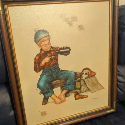 Framed Decorative Oil Painting on Canvas is Signed by C. Carson