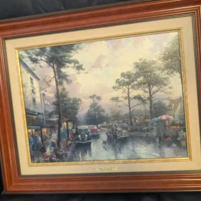 Framed, Limited Edition Canvas of Carmel, Sunset on Ocean Avenue by Thomas Kinkade