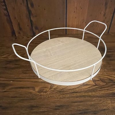 Sale Photo Thumbnail #516: Farmhouse Round Serving Tray with Wire Frame