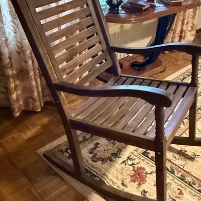 Traditional Slat-Back Wooden Rocking Chair