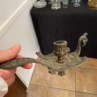 Sale Photo Thumbnail #228: Vintage Brass Peacock/Phoenix Chamberstick Candle Holder