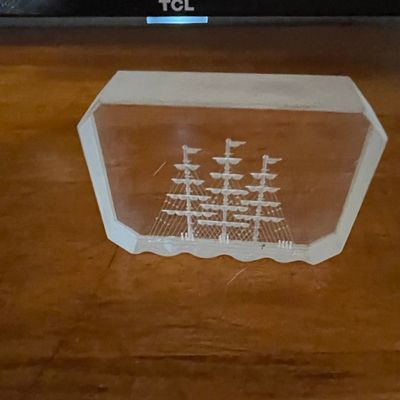 Sale Photo Thumbnail #507: Vintage Fox Studios Lucite Tall Ship Paperweight