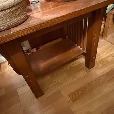 Mission Style Oak End Table with Slats