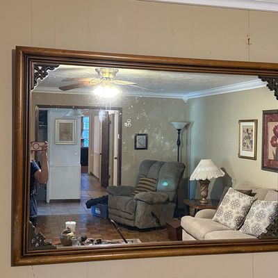 Vintage Ornate Gold Gilt Wood Frame Beveled Mirror