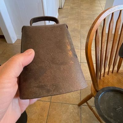 Sale Photo Thumbnail #366: Antique Hand-Forged Iron Cow Bell with Original Clapper