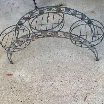 Sale Photo Thumbnail #183: Vintage Wrought Iron Three-Tier Plant Stand with Ivy Motif