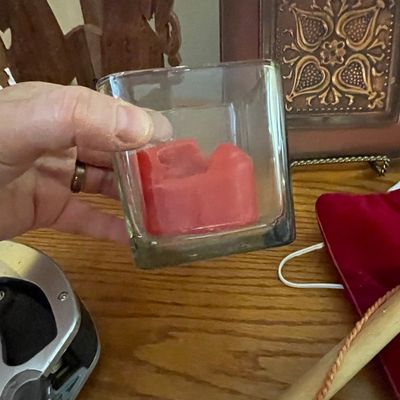 Square Glass Candle Holder with Used Wax