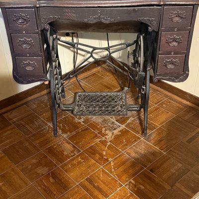 Vintage Sewing Machine Treadle Base Console Table