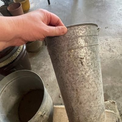 Sale Photo Thumbnail #307: Vintage Galvanized Steel Sap Bucket