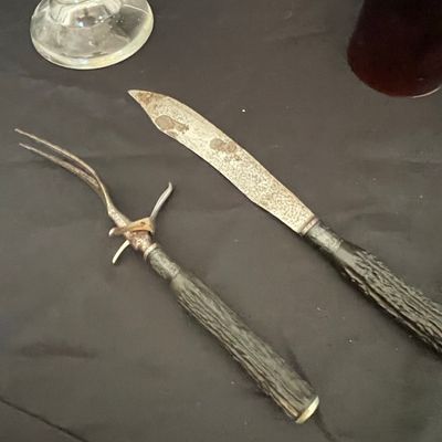 Sale Photo Thumbnail #333: Vintage Stag Horn Carving Set